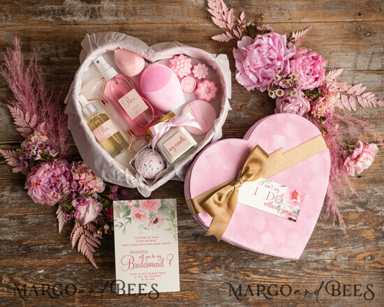 Brautjungfer/Trauzeuge Box WIRST DU MEINE BRAUTJUNGEFRIENDE SEIN? Velver Herz Trauzeugin Antrag Box, Brautjungfer Geschenkbox, Spa Kosmetik Dankeschön Box 10/KOSheart/bridesmaid