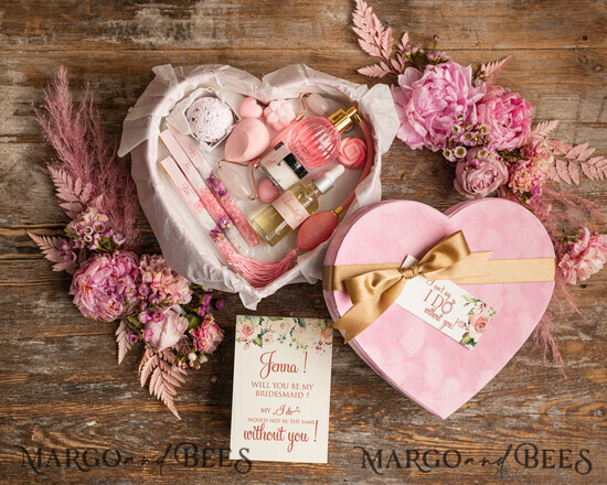 Brautjungfer/Trauzeuge Box WIRST DU MEINE BRAUTJUNGEFRIENDE SEIN? Wirst du mein Brautjungfer Geschenk sein, Wirst du mein Trauzeugin Proposal Geschenkbox Set, Pinke Herzbox 04/KOSheart/bridesmaid