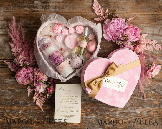 Brautjungfer/Trauzeuge Box WIRST DU MEINE BRAUTJUNGEFRIENDE SEIN? Samtkarton Herz natürliche Brautjungfernbox, Trauzeugin Geschenkbox, Geschenk für eine Braut, kosmetisches Set 09/KOSheart/bridesmaid