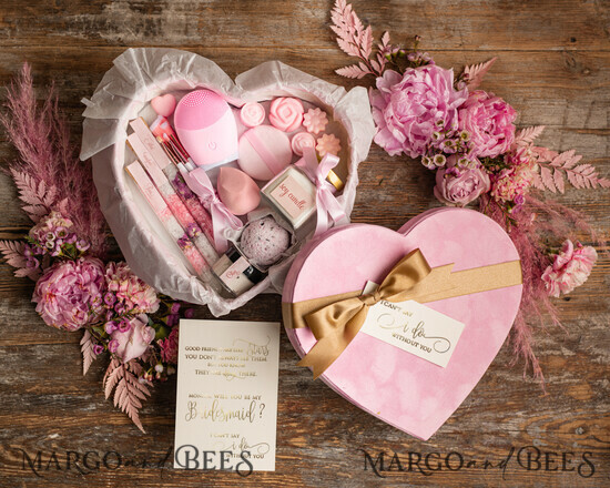 Brautjungfer/Trauzeuge Box WIRST DU MEINE BRAUTJUNGEFRIENDE SEIN? Samt Herz Präsentbox, Brautjungfern Geschenkbox, Natürlicher Spa-Tag Trauzeugin Vorschlagsbox Set 07/KOSheart/bridesmaid