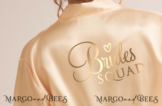 Brautjungfer/Trauzeuge Box HOCHZEITSROBE  
 Creme Champagner Beige Hochzeitsrobe, BRAUT TEAM, goldene Satinrobe 05/bridesmaid/robe