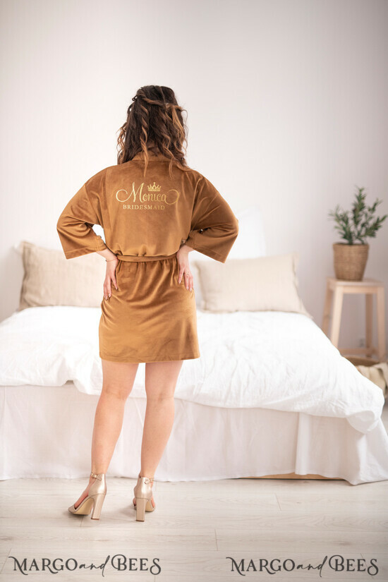 Brautjungfer/Trauzeuge Box HOCHZEITSROBE  
 Kupferbeige Samt Hochzeitsrobe Trauzeugin, süße Geschenkidee für Brautjungfern, elegante Robe für Brautjungfer und Trauzeugin 06/VELszl/bridesmaid