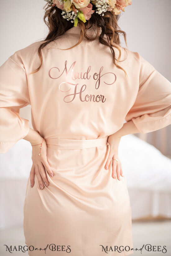 Brautjungfer/Trauzeuge Box HOCHZEITSROBE  
 Satin Hochzeitsrobe für die Trauzeugin - Willst du meine Trauzeugin sein?, elegante cremefarbene Brautjungfernrobe 03/SATszl/bridesmaid