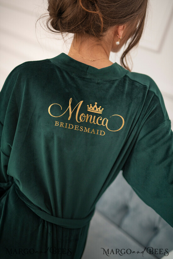 Brautjungfer/Trauzeuge Box HOCHZEITSROBE  
 Smaragdgrünes Hochzeitsgewand mit goldfarbener Aufschrift. Geschenk für die Trauzeugin; Wirst du meine Brautjungfer sein Geschenk 04/VELszl/bridesmaid
