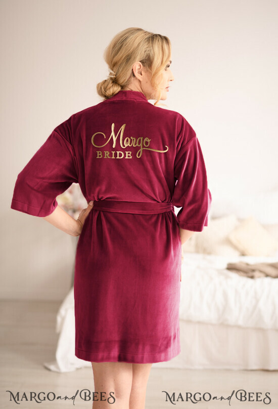 FRISCH VERHEIRATETES PAAR GESCHENKE Brautgeschenke Burgunderhochzeitsrobe für Braut und Brautjungfern, elegante mauve Burgunderhochzeit, Brautjungfer Brautrobe 08/VELszl/bride