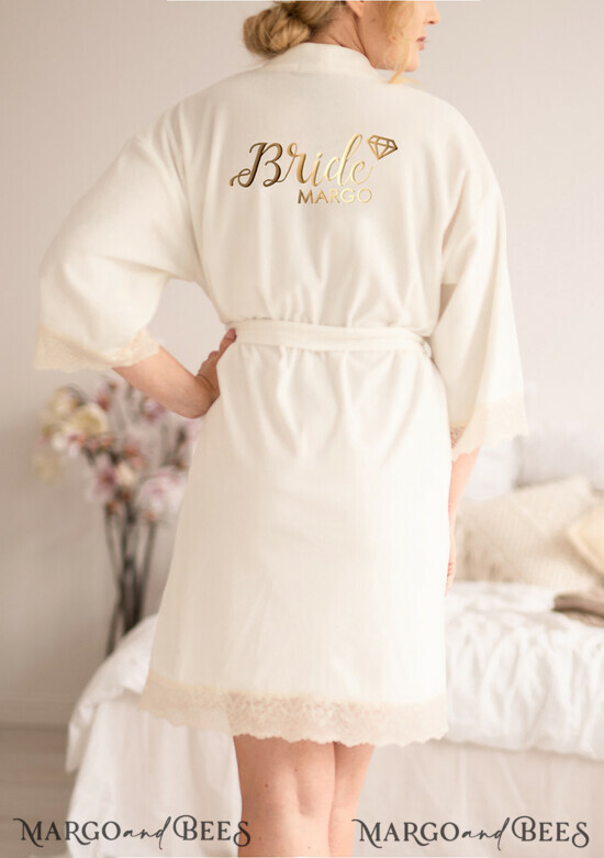 FRISCH VERHEIRATETES PAAR GESCHENKE Brautgeschenke Eleganter maßgeschneiderter Samtmantel, Spitzenklassischer romantischer Morgenmantel für die Braut, Brautgeschenkbox 05/bride/robe