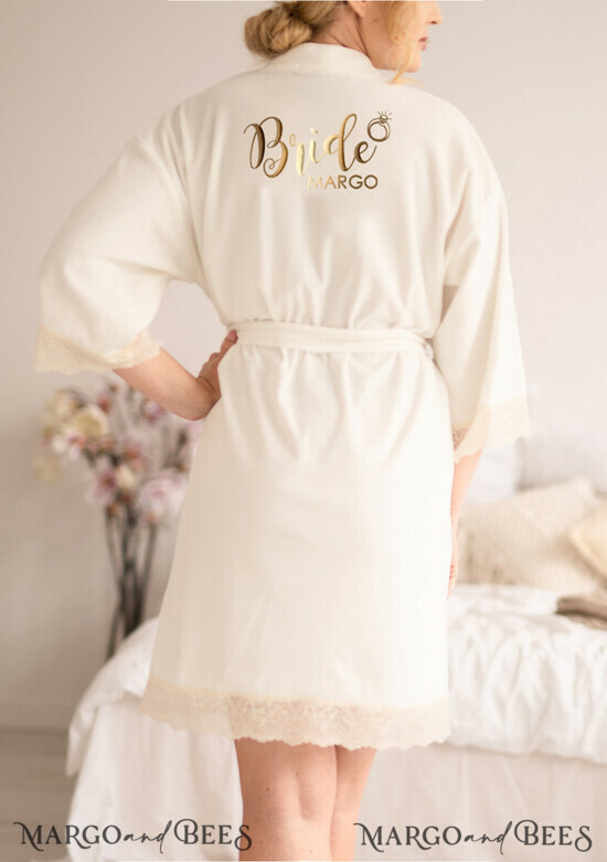FRISCH VERHEIRATETES PAAR GESCHENKE Brautgeschenke Maßgeschneiderter Hochzeitsvelours-Rock, Brautrock Weiß mit goldfarbigem Folientext, Eleganter Rock 04/bride/robe