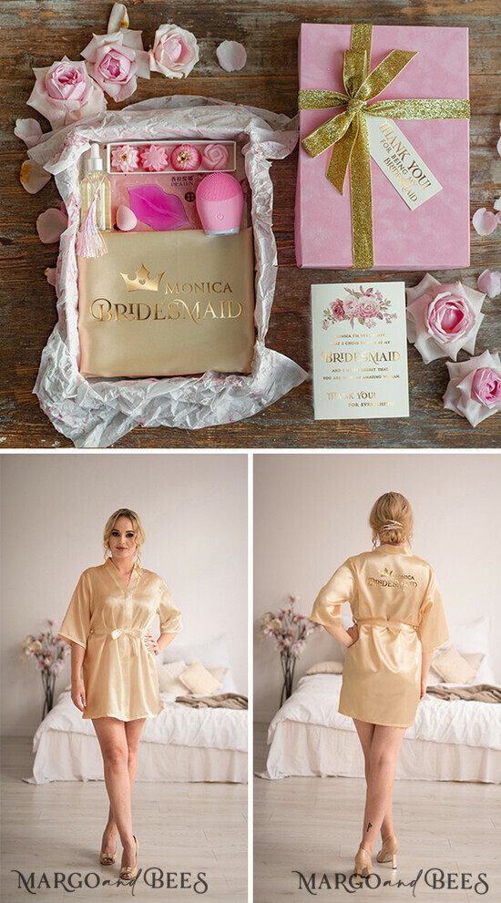 Brautjungfer/Trauzeuge Box DANKESCHÖN AN DIE JUNGFRAU Danke Box Brautjungfer Gold Blush Dankesbox Dankesgeschenkbox Bademantel Schönheit Set Trauzeugin 03/BoxDrobe/bridesmaid