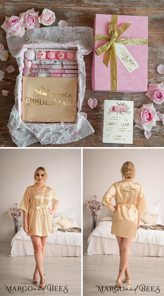 Brautjungfer/Trauzeuge Box DANKESCHÖN AN DIE JUNGFRAU Brautjungfer Dankeschön BOX BADESALZ Karte GOLDENER BATHROBE Dankeschön Geschenkbox handgemachte Seife 02/BoxDrobe/bridesmaid