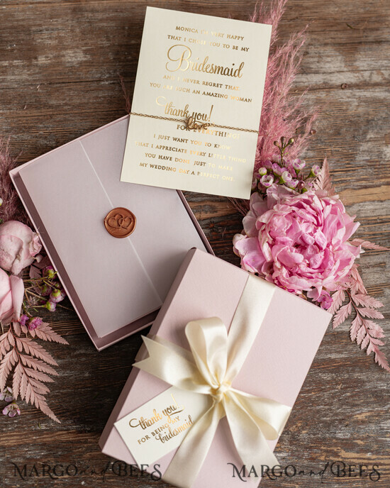 Brautjungfer/Trauzeuge Box Brautjungfer DANKE oder VORSCHLAG KLEINE BOX Brautjungfer Dankeschön VORSCHLAG-Box Wunschkarte Armband GESCHENKBOX für die Brautjungfer 01/boxM/bridesmaid