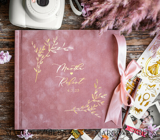 HOCHZEITS-GÄSTEBÜCHER Samtkissen Instax Gästebuch Elegantes Blush Pink Instax Samt Hochzeits-Gästebuch Gold, großes Instant-Hochzeits-Gästebuch, Polaroid Samt-Gästebuch Pink Golden Hochzeit 14/VelvetM/kwg