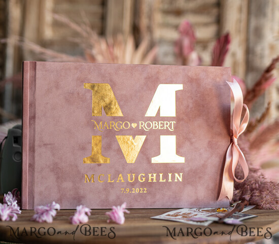 HOCHZEITS-GÄSTEBÜCHER Samtkissen Instax Gästebuch Boho Blush Pink Instax Samt Hochzeits-Gästebuch Gold, Samt Großes Sofort-Hochzeits-Gästebuch, Pink Polaroid Samt Gästebuch 15/VelvetP/kwg