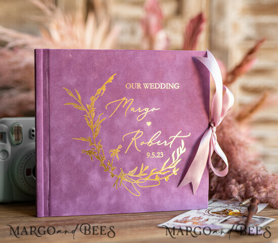 HOCHZEITS-GÄSTEBÜCHER Samtkissen Instax Gästebuch Boho Lilac Instax Samt Hochzeits-Gästebuch Gold, Großes Sofort-Hochzeits-Gästebuch, Polaroid Samt Gästebuch Lilac Golden Hochzeit 17/VelvetM/kwg