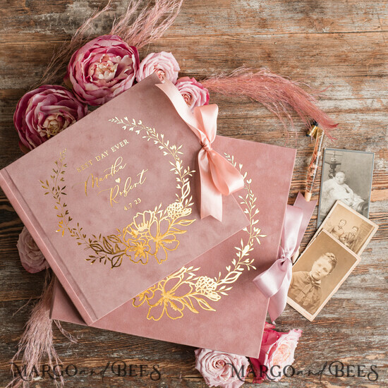 HOCHZEITS-GÄSTEBÜCHER Samtkissen Instax Gästebuch Luxus Blush Pink Instax Samt Hochzeits-Gästebuch Gold, Samt Foto-Box Sofort Hochzeits-Gästebuch, Polaroid Samt Gästebuch Pink Foto-Box Golden Hochzeit 02/VelBoxM/kwg
