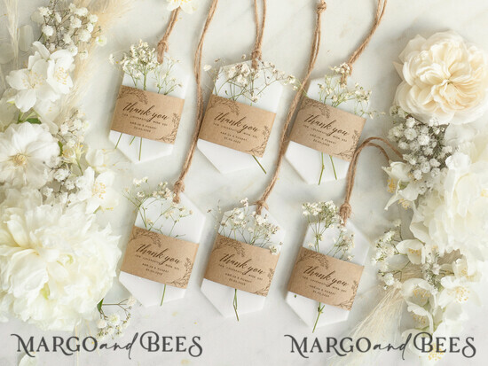 HOCHZEITSGESCHENKE Hochzeits-Sojawachstablette Dankeschön-Geschenk Soja-Duftwachs-Tafel-Geschenke mit Gypsophila-Blumen, rustikaler Hochzeits-Lufterfrischer, duftende Dankeschön-Deko, Babyshower-Geschenk, Hochzeitsgeschenk-Idee 04/bot/soy