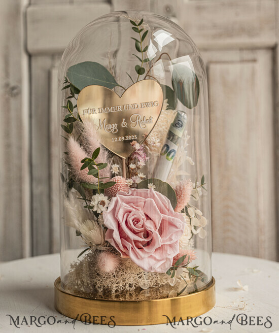FRISCH VERHEIRATETES PAAR GESCHENKE Geldgeschenk zur Hochzeit Geschenkschachtel für Geld Geldgeschenk zur Hochzeit mit Strauß aus Trockenblumen personalisiert 06/bhK/KopDde
