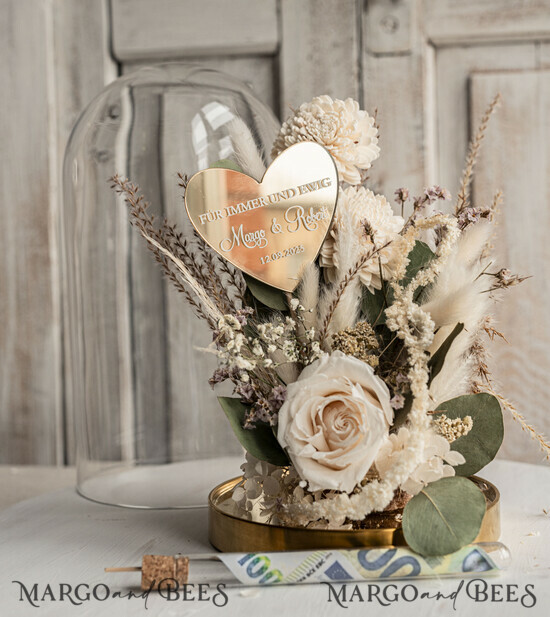 FRISCH VERHEIRATETES PAAR GESCHENKE Geldgeschenk zur Hochzeit Geschenkschachtel für Geld Geldgeschenk zur Hochzeit mit Strauß aus Trockenblumen personalisiert 01/bhK/KopDde