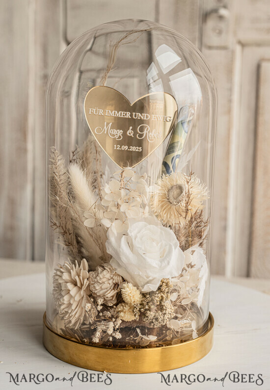 FRISCH VERHEIRATETES PAAR GESCHENKE Geldgeschenk zur Hochzeit Geschenkschachtel für Geld Geschenke zur Hochzeit mit Strauß aus Trockenblumen personalisiert. 03/bhK/KopDde