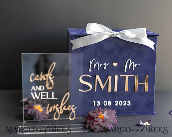 KARTONBOXEN  
 Samtkartenboxen Geschenkkartenbox & Karten Glückwunsch-Schild Set, Samt Navy Blau Hochzeitswunschbrunnen Geldgeschenkkartenbox, personalisierte Hochzeitskartenbox, luxuriöse Kartenbox, Hochzeitskartenbox mit Deckel, Hochzeitsgeldbox, Hochzeitskartenbox. 10/velGSS/kopr