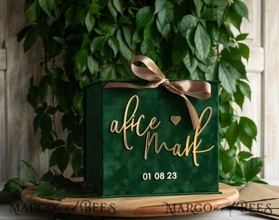 KARTONBOXEN  
 Samtkartenboxen Geschenkgutscheinbox, Samtgrüne Hochzeitswunschbrunnen-Geldgeschenkkartenbox, Personalisierte Hochzeitskartenbox, Luxuriöse Grünpflanzenkartenbox, Hochzeitskartenbox in Grün und Gold mit Deckel, Hochzeitsgeldbox, Smaragdgrüne Hochzeitskartenbox 03/velGrePx/kopr