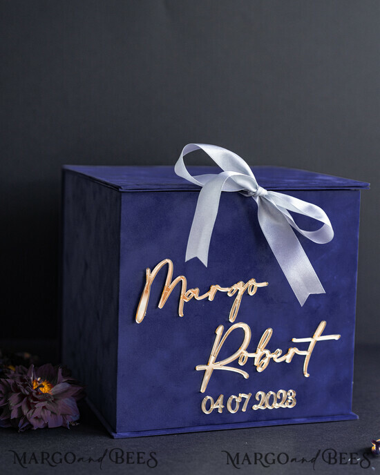 KARTONBOXEN  
 Samtkartenboxen Geschenkkartenbox & Karten, Samt Navy Blau Hochzeitswunschbrunnen Geldgeschenkkartenbox, Personalisierte Hochzeitskartenbox, Luxus Kartenbox, Hochzeitskartenbox mit Deckel, Hochzeitsgeldbox, Hochzeitskartenbox 12/velGSS/kopr