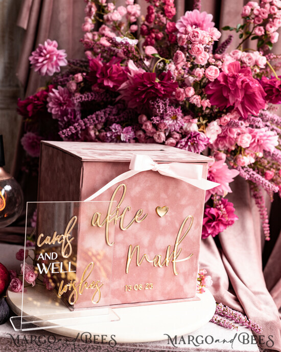 KARTONBOXEN  
 Samtkartenboxen Geschenkkartenbox & Karten mit guten Wünschen Set, Samt Blush Hochzeitswunschbrunnen Geldgeschenkkartenbox, Personalisierte Hochzeitskartenbox, Luxuriöse Kartenbox, Hochzeitskartenbox mit Deckel, Hochzeitsgeldbox, Hochzeitskartenbox. 01/MvelN/kopr
