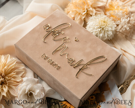 FOTOALBUM/ FOTOBOX Velvet Foto Box Fotografen Box Tan Samt Foto Box Fotografen Box Hochzeits Gedächtnis Box, Beige maßgeschneiderte Erinnerungsbox, Taupe Fotografen Geschenke für Kunden, Hochzeitsbilder Verpackung, Maßgeschneiderte Fotografie Akt Box 01/Velgpx/PicBox
