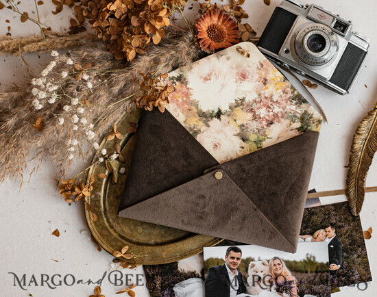 FOTOALBUM/ FOTOBOX Umschläge für Fotos Verpackung für Hochzeits- und Familienfotografen, maßgeschneiderter Samtumschlag für Fotos mit floraler Innenverkleidung, Samtgehäuse für Drucke 5x7. 01/vel/envphoto