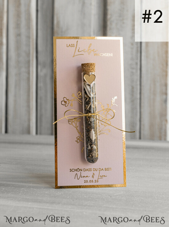 HOCHZEITSGESCHENKE Gastgeschenke Hochzeit Personalisierte Gastgeschenke Hochzeit mit Blumensamen Reagenzglas, personalisiertes Gastgeschenk Hochzeit Samen handgemachtes Gastgeschenk Hochzeit Brautpaar 02/golP/NasFl