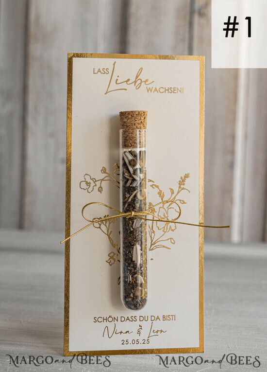 HOCHZEITSGESCHENKE Gastgeschenke Hochzeit Personalisierte Gastgeschenke Hochzeit mit Blumensamen Reagenzglas, personalisiertes Gastgeschenk Hochzeit Samen handgemachtes Gastgeschenk Hochzeit Brautpaar 01/golP/NasFl