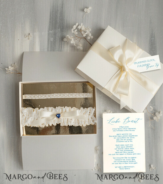 BRAUT Bolero, Kleider, Strumpfband Geschenkidee für die Braut Strumpfband Doppeltes Strumpfband-Set für die Braut – edel & romantisch in Geschenkbox mit Gedicht – perfektes Geschenk zur Hochzeit 22/tmBecruB/podDE