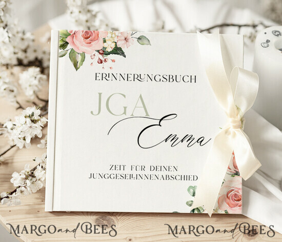 Hochzeitsfeier Einladungen JGA geschenk braut JGA Gästebuch für die Braut – Buch mit Schleife & Fragen an Freundinnen – personalisiert 01/braut JGA/geschenkBraut