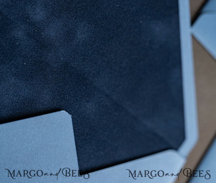 HOCHZEITS EINLADUNGEN Samtene Umschläge Marineblaue Umschläge für Einladungen mit Samteinlagen, handgefertigte A7-Umschläge mit Samteinlage für Hochzeitskarten.