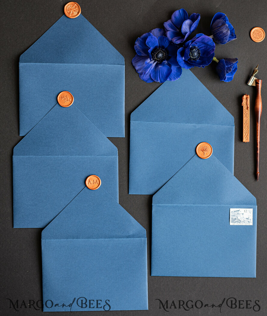 HOCHZEITS EINLADUNGEN Samtene Umschläge Marineblaue Umschläge für Einladungen mit Samteinlagen, handgefertigte A7-Umschläge mit Samteinlage für Hochzeitskarten.
