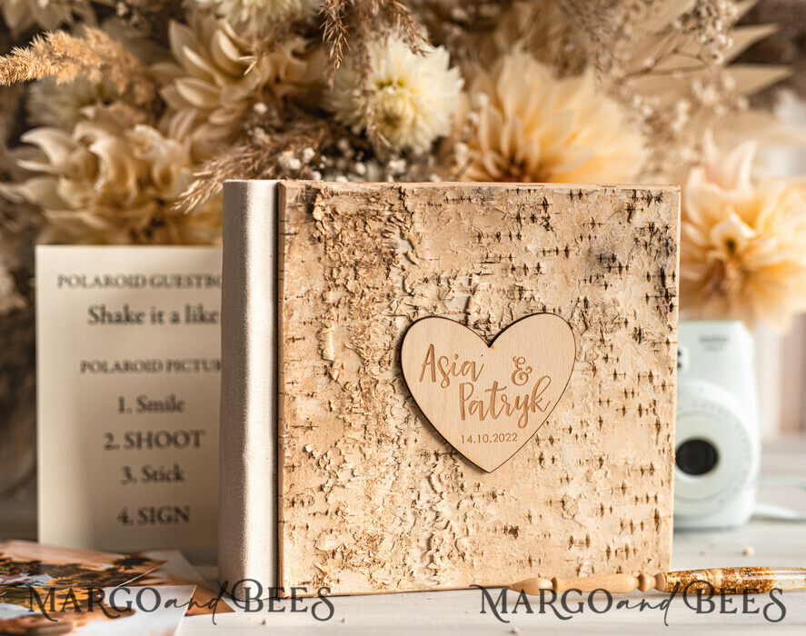 HOCHZEITS-GÄSTEBÜCHER Holzrustikale Gästebücher Rustikales Holz Hochzeitsgästebuch, Boho Instax Sofortfoto-Station, Holzalbum rustikales Gästebuch Polaroids