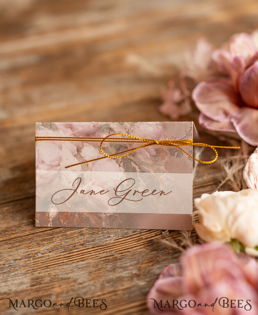 PLATZKARTEN / TISCHKARTEN  
 Eleganz Floral Chic Florale Boho Klassische Platzkarten, Goldene Schnur Luxus Romantische Hochzeitsnamensschilder, Elegante Vintage Ölgemälde Blumen, Wunderschöne Namensschilder für Ihre Hochzeits-Tische.