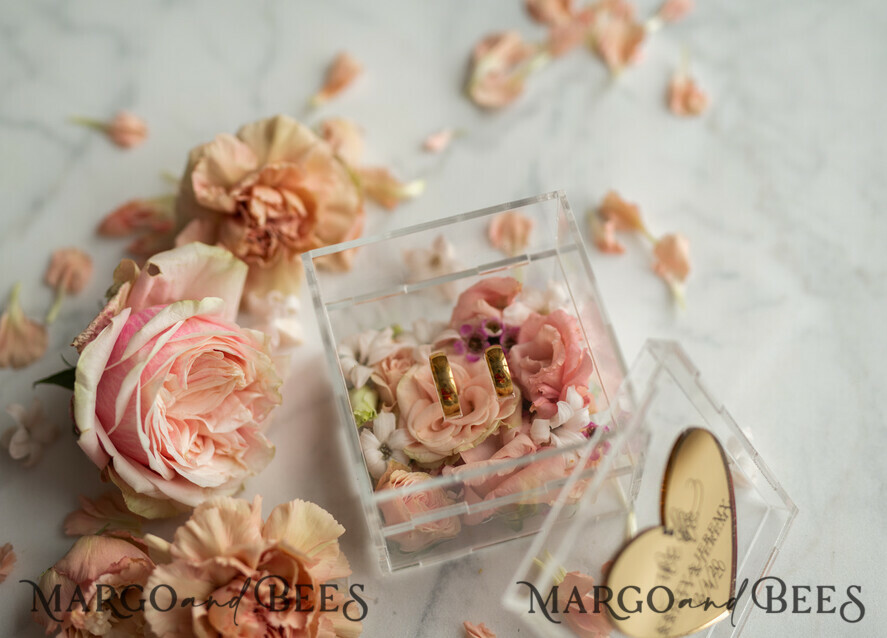 RINGTRÄGERBOXEN & KISSEN Epoxidharz Trauringe Box Luxus Goldring-Box, rustikale Glam-Hochzeitsring-Box • handgefertigte Ringträger-Box • We Do Luxus-Ring-Box