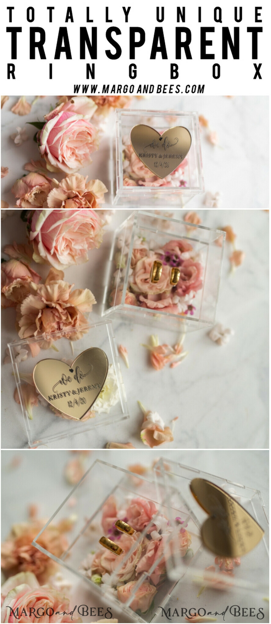 RINGTRÄGERBOXEN & KISSEN Epoxidharz Trauringe Box Luxus Goldring-Box, rustikale Glam-Hochzeitsring-Box • handgefertigte Ringträger-Box • We Do Luxus-Ring-Box