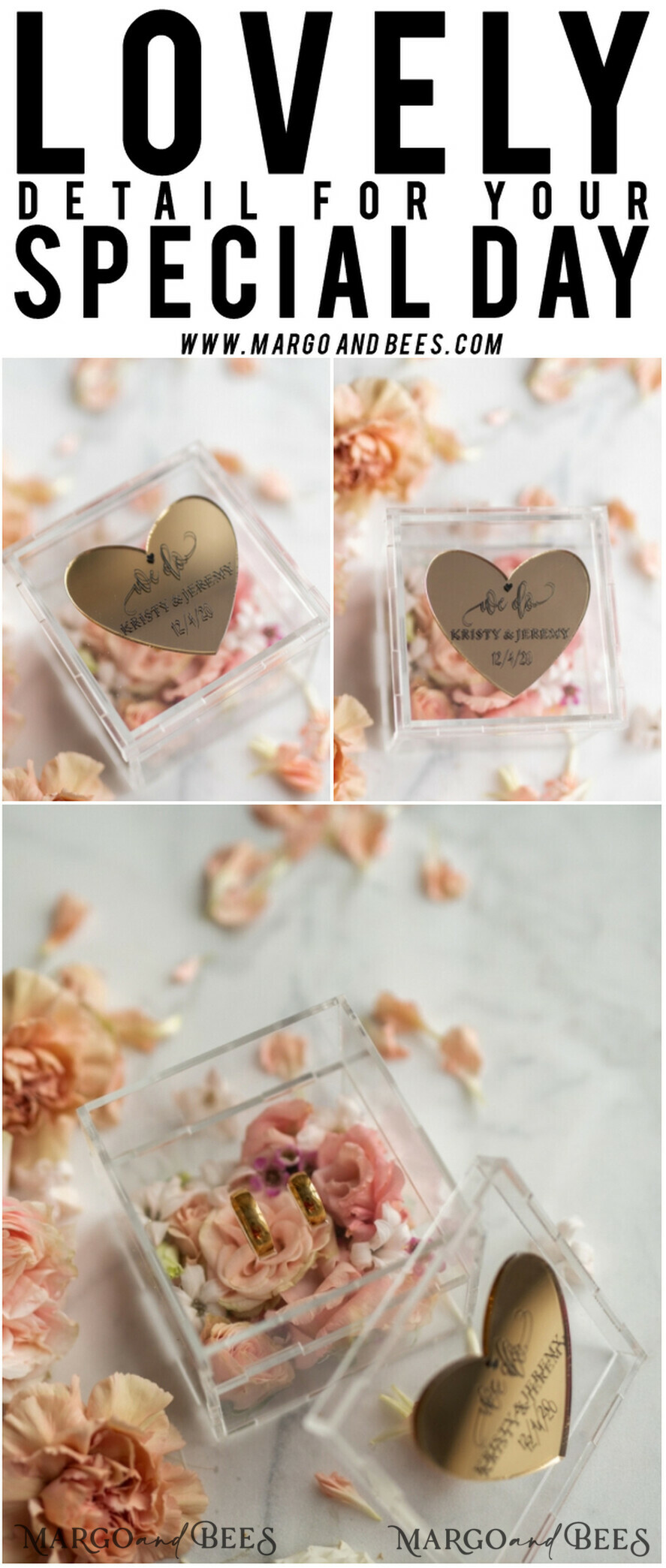 RINGTRÄGERBOXEN & KISSEN Epoxidharz Trauringe Box Luxus Goldring-Box, rustikale Glam-Hochzeitsring-Box • handgefertigte Ringträger-Box • We Do Luxus-Ring-Box