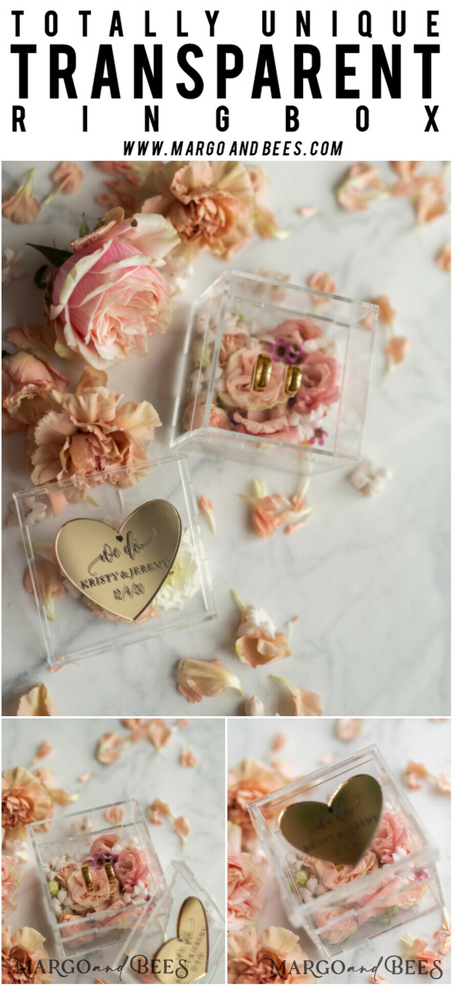 RINGTRÄGERBOXEN & KISSEN Epoxidharz Trauringe Box Luxus Goldring-Box, rustikale Glam-Hochzeitsring-Box • handgefertigte Ringträger-Box • We Do Luxus-Ring-Box