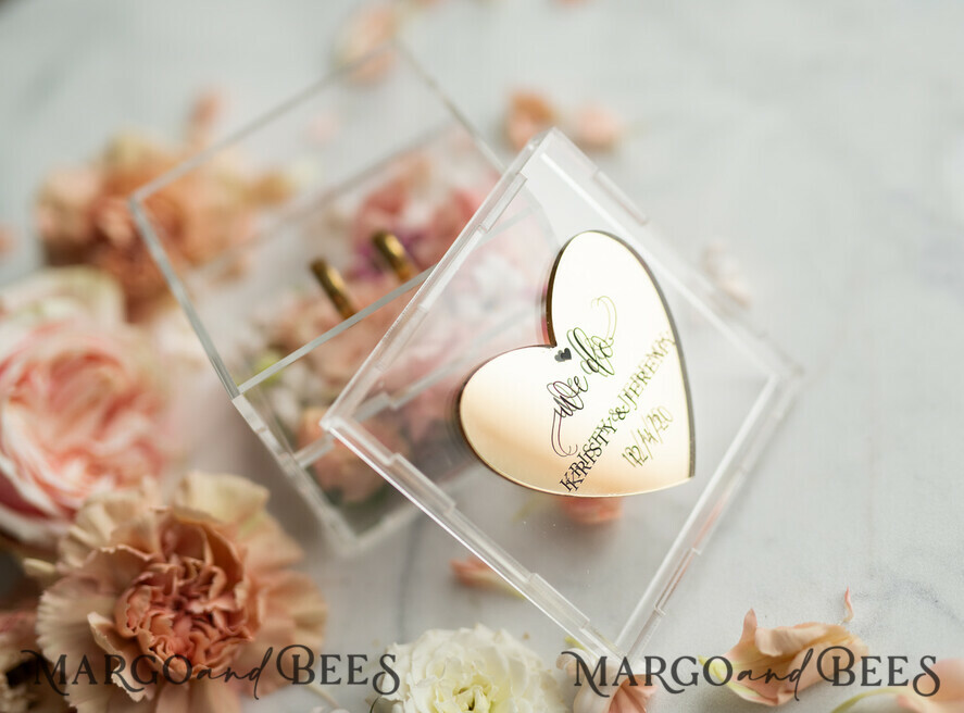 RINGTRÄGERBOXEN & KISSEN Epoxidharz Trauringe Box Luxus Goldring-Box, rustikale Glam-Hochzeitsring-Box • handgefertigte Ringträger-Box • We Do Luxus-Ring-Box