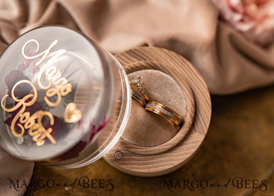 RINGTRÄGERBOXEN & KISSEN Epoxidharz Trauringe Box Epoxidharz- und Holzhochzeitsringbox für die Zeremonie, Boho Epoxid-Hochzeitsringboxen für ihn und sie, transparente Epoxid-Doppelringbox für die Hochzeit, Holzharzblumen Heiratsantrag Ringbox