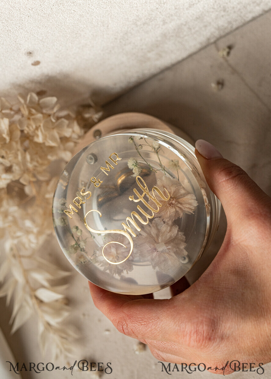 RINGTRÄGERBOXEN & KISSEN Epoxidharz Trauringe Box Epoxidharz- und Holzhochzeitsringbox für die Zeremonie, Boho Epoxidhochzeitsringboxen für ihn und sie, transparente Epoxid-Doppelringbox für die Hochzeit, Holzharzblumen Heiratsantragsringbox.