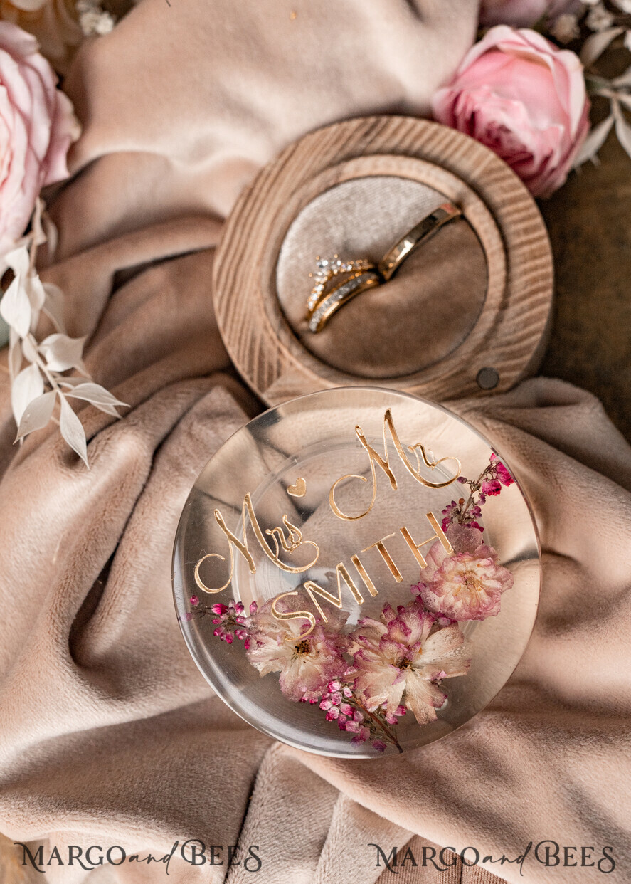RINGTRÄGERBOXEN & KISSEN Epoxidharz Trauringe Box Epoxidharz und Holz Hochzeitsringbox für die Zeremonie, Boho Epoxid Hochzeitsringboxen für ihn und sie, transparente Epoxid Doppelringbox für die Hochzeit, Holzharz Blumen Heiratsantragsringbox.