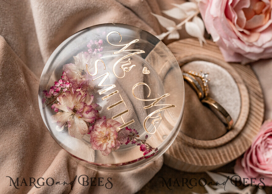RINGTRÄGERBOXEN & KISSEN Epoxidharz Trauringe Box Epoxidharz und Holz Hochzeitsringbox für die Zeremonie, Boho Epoxid Hochzeitsringboxen für ihn und sie, transparente Epoxid Doppelringbox für die Hochzeit, Holzharz Blumen Heiratsantragsringbox.