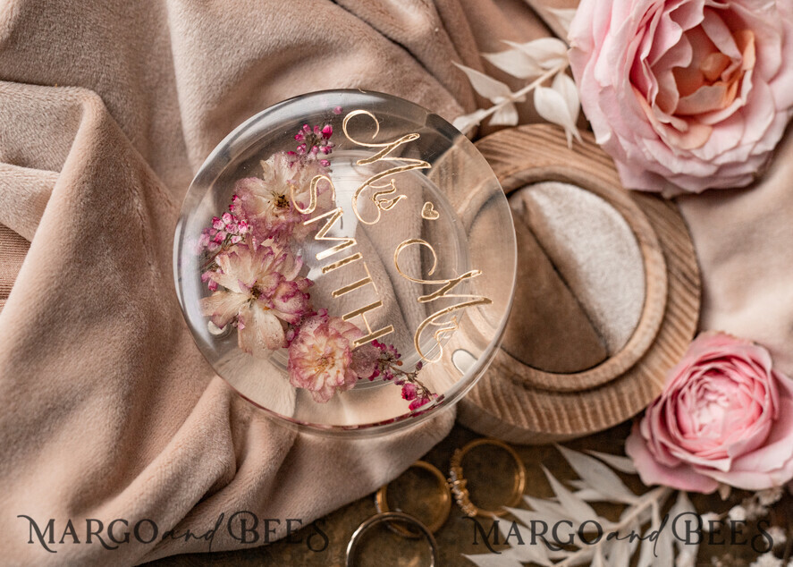 RINGTRÄGERBOXEN & KISSEN Epoxidharz Trauringe Box Epoxidharz und Holz Hochzeitsringbox für die Zeremonie, Boho Epoxid Hochzeitsringboxen für ihn und sie, transparente Epoxid Doppelringbox für die Hochzeit, Holzharz Blumen Heiratsantragsringbox.