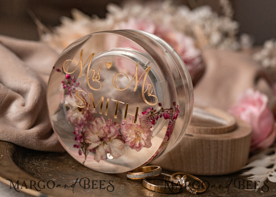 RINGTRÄGERBOXEN & KISSEN Epoxidharz Trauringe Box Epoxidharz und Holz Hochzeitsringbox für die Zeremonie, Boho Epoxid Hochzeitsringboxen für ihn und sie, transparente Epoxid Doppelringbox für die Hochzeit, Holzharz Blumen Heiratsantragsringbox.