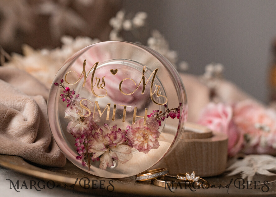 RINGTRÄGERBOXEN & KISSEN Epoxidharz Trauringe Box Epoxidharz und Holz Hochzeitsringbox für die Zeremonie, Boho Epoxid Hochzeitsringboxen für ihn und sie, transparente Epoxid Doppelringbox für die Hochzeit, Holzharz Blumen Heiratsantragsringbox.