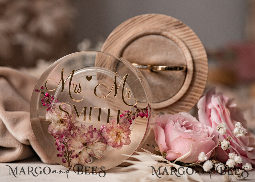 RINGTRÄGERBOXEN & KISSEN Epoxidharz Trauringe Box Epoxidharz und Holz Hochzeitsringbox für die Zeremonie, Boho Epoxid Hochzeitsringboxen für ihn und sie, transparente Epoxid Doppelringbox für die Hochzeit, Holzharz Blumen Heiratsantragsringbox.