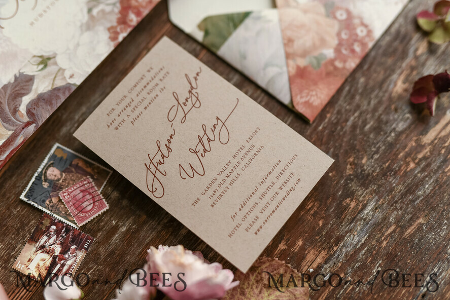 HOCHZEITS EINLADUNGEN blumig / Boho / Aquarell Hochzeitseinladungset elegant mit kalligraphischem Druck floralen pastellpfirsich